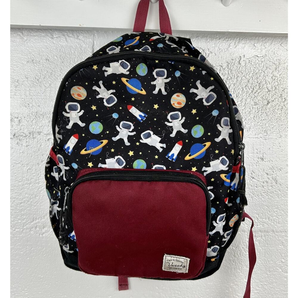 Vaschy Kids Backpack Space Astronaut Planets Print Black Red